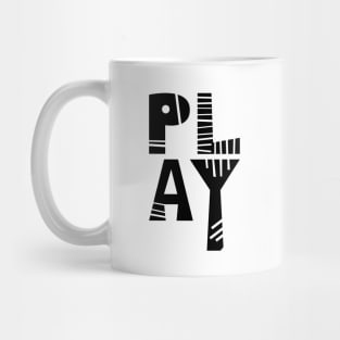 play  logo where parts of the letters is removed Mug
